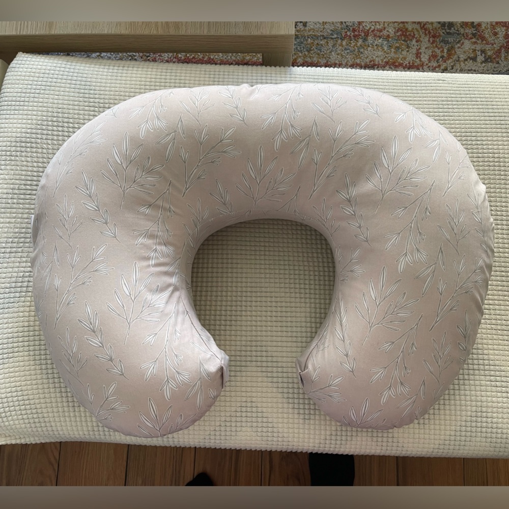 Boppy Nursing Pillow - Light Pink with White Leaf Pattern